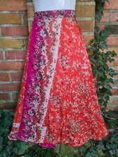 Rock Seide Seidenrock Wickelrock  Hippie Gypsy Indien Sari Sommerrock orange