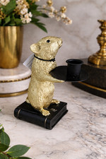 Deko Figur Maus gold Tablett