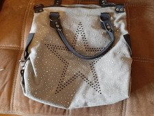 Shopper Tasche groß braun mit Straßsteinen