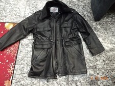 Lederjacke Herren in schwarz Parkastil Gr. XL echt Leder mit abnehmbarem Fellkra