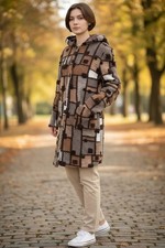 Wollmantel in softer Qualität Damen Jacke mit Kapuze beige Kochwolle Gr. 38