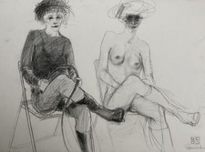 Figürliche Studien Bleistiftzeichnung sign. Peetsche Peemöller Kunst Akt - 1983