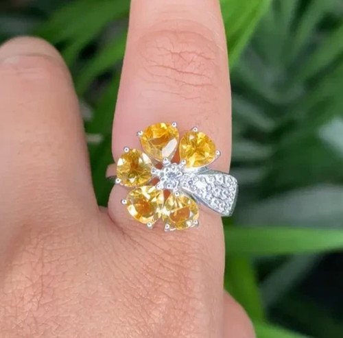 Citrin diamant blume ring - blume,
