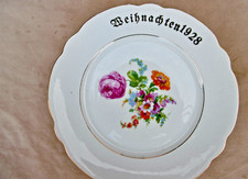 Alte Porzellan  Teller -"Weihnachten 1928 "  Blumenstraus  gemarkt