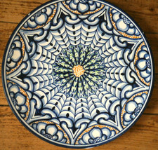 Keramik TELLER -Wandteller - Handgemalt  Spanien  blau/ bunt  -31 cm ????