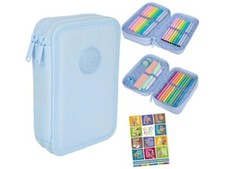 2-fache Federtasche Federmappe Federmäppchen 35-teilig Aufgabenheft Powder Blue