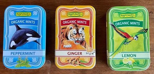 Drei blechdosen rapunzel mints - rapunzel,