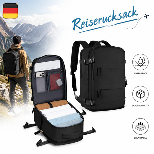 Schwarz reiserucksack großes - schwarz,