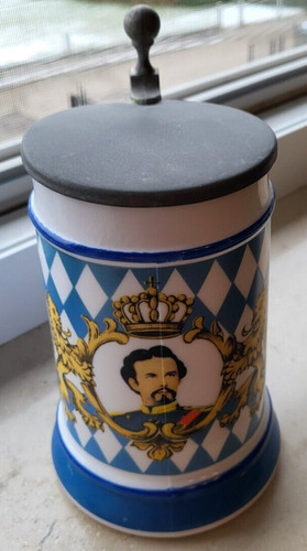Bierkrug mit zinndeckel - mit,