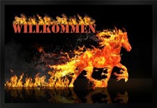 Fußmatte Schmutzfangmatte Willkommen Feuer Pferd F592