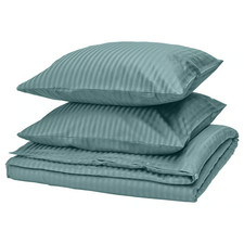 IKEA NATTJASMIN Bettwäsche-Set, 3-teilig, blaugrün,  240x220/80x80 cm