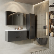 Badmöbel-Set Lotus | Unterschrank 60, 80, 100 cm | Spiegelschrank  & Waschbecken