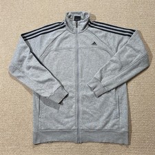 Adidas Fleecejacke Herren Medium Grau Full Zip Climalite Baumwolle Pullover
