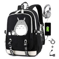 Totoro Canvas Backpack School bag USB laptop Travel bags Mochila rucksacks