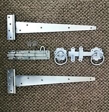 T-Stück Scharniere (2) 16" 400 mm Ringriegel Bolzen Set Holz Gartentor Beschlagset Zink