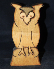 Holzeule Puzzle Braun ca. 9cm Dekorfigur Geschenk Sammler