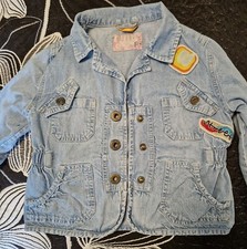 Jeansjacke für Mädchen Gr.122/128 tailliert mit süßen print's