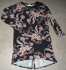 Damen Shirtkleid Langarm Dunkelblau Blumenprint ungefüttert Gr. 42 Cyell