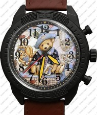 Teddybär Süß Armee Stil Lederarmband Armbanduhr