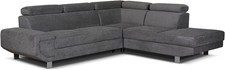 Ecksofa grau L-Form mit Stauraum rechter Arm Metallgestell