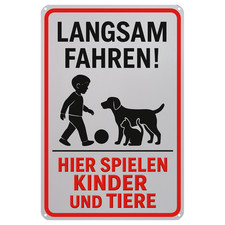 Kinder Hinweisschild Langsam