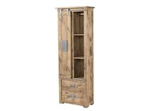 used look Kleiderschrank weiß Schrank schmal 8 Fächer Kleiderstange Mango massiv