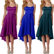 NEU Damen Abendkleider Ballkleider Satin Wadenlang A-Linie Jugendweihe Kleider