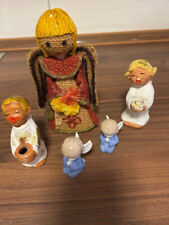 Advent - 1 Engel Rupfenengel Sackleinen Jute, 2 Keramikengel, 2 Porzellanengel