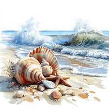 Wandbild strand muscheln meer - strand,