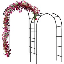 Garten Rosenbogen Torbogen Rankgitter aus Stahl Schwarz 240x140x38cm 2 Stück ...