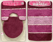 Badgarnitur 3 Teilig Badteppich Badezimmergarnitur 80 x 50 cm Dunkelrot Bunt