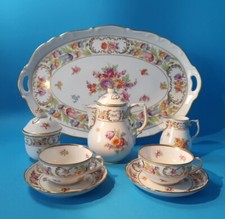 (K17) Schumann Dresden Blume Golddekor Empress Mokka Epresso Tete a Tete Tablett