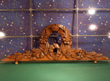 antik Möbel Schrank Aufsatz Krone Verzierung Applikation Holz geschnitzt 17x51,3