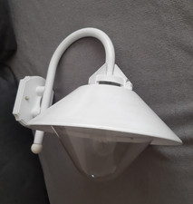 Außenwandlampe Landhausstil Vintage Außenlaterne Hoflampe weiß Schirm Ø 35 cm