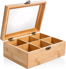 wenco Teebox 6 Fächer Teeaufbewahrung Teebehälter Teekiste Teebeutelbox Teedose