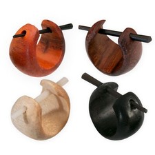 Holz Ohrringe rund Mini