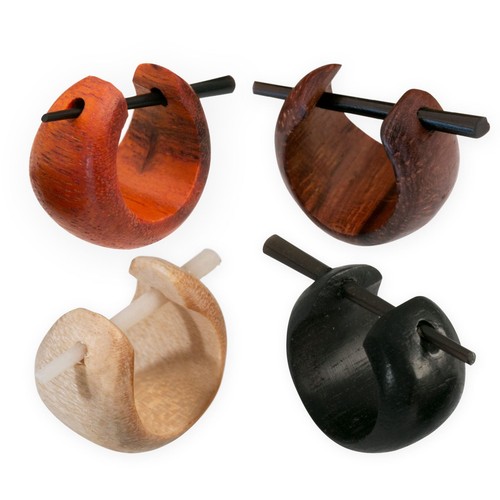 Holz ohrringe rund - rund, mini