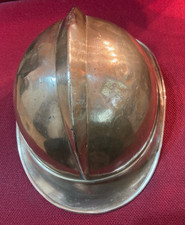 Alter Feuerwehr Helm aus Messing um 1900 mit Gurt Gr. 6 gut erhalten