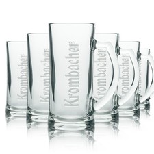 6x Krombacher Bier Krug 0,2l Relief Gläser Pils Krüge Seidel Henkel Export Humpe