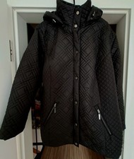 Damen Steppjacke Schwarz Kapuze und Stehkragen Größe 52 Neu Marke Couture Line