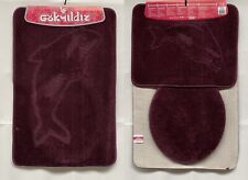 Badgarnitur Badteppich Badezimmergarnitur 3-Teilig 85 x 55 cm Alt lila OHNE