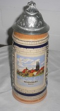 Bierkrug Regensburg mit Zinn Deckel, von GERZ mit Henkel, Krug, ca. 0,5 L, NEUw.