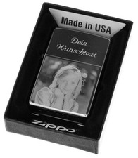 Zippo Feuerzeug Street Chrome mit Wunschgravur Fotogravur Diamantgravur