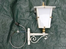 Klassische außen Wandlampe, Laterne, weiß/ Messing, Höhe 46cm - Neuwertig