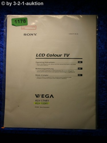 Sony bedienungsanleitung klv - bedienungsanleitung,