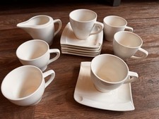Nr. 174 Kaffeeservice weiß 6 Personen - Untertasse, Tasse, Milchkanne