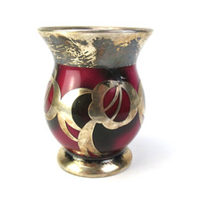 Edelstein / F. W. Spahr Porzellan Vase 1000er Silber-Overlay Art Deco SELTEN MSG