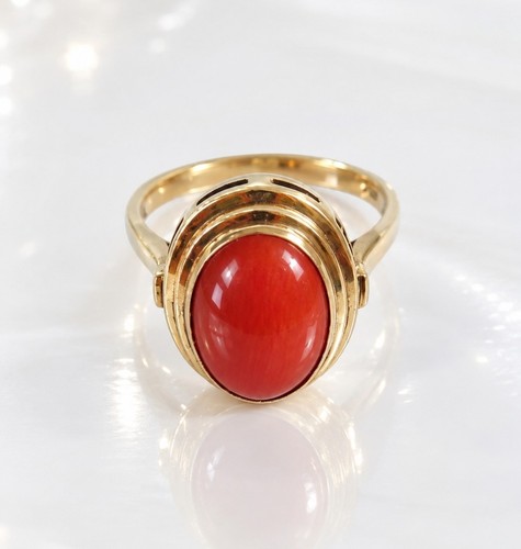333 gold ring rote koralle - gold,