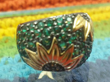 Vintage 925er Silberring  "a&rx" Vergoldet Diopsid 