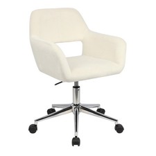 B-Ware JILL Drehstuhl Bürostuhl Höhenverstellbar Armlehnen Chromefuss Samt Beige